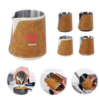 Leather-Wrapped Stainless Steel Eagle Spout Milk Frother