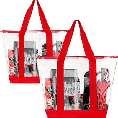 Clear Zippered Tote Bag With Pocket