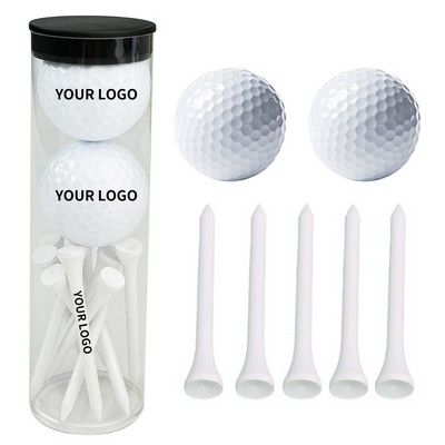 Synthetic Rubber Golf Ball With Wooden Tee Set