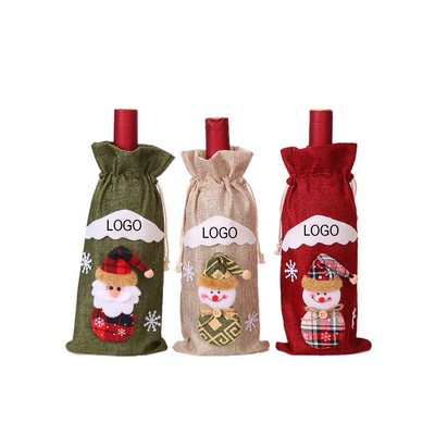 Christmas Drawstring Wine Bottle Bag
