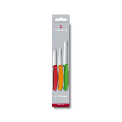Swiss Classic, Paring Knife Set, 3 Piece, Red, Orange, Green