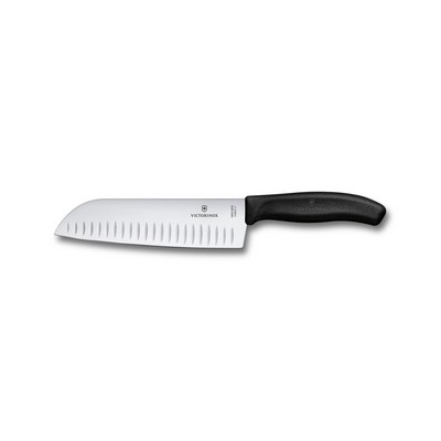 Swiss Classic, Santoku Knife, 17cm, Straight Edge, Fluted, Black