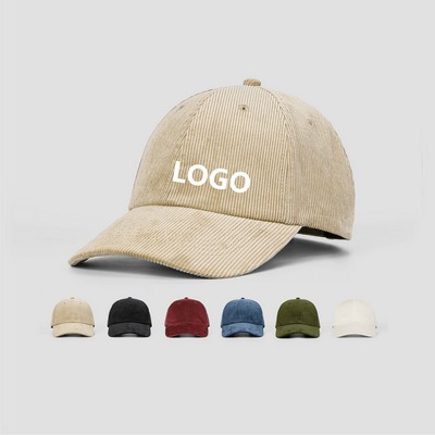 Custom Fine Wale Corduroy 6-Panel Soft Top Dad Hat