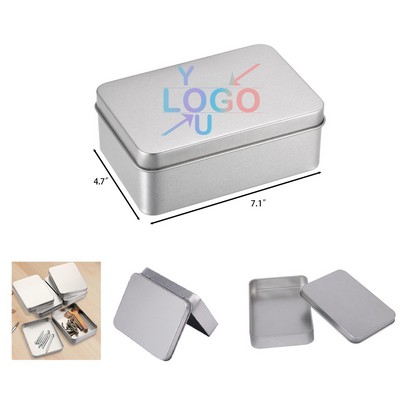 Rectangular Metal Storage Tin with Cover