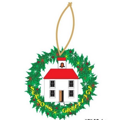 School House Executive Wreath Ornament w/ Mirrored Back (8 Square Inch)