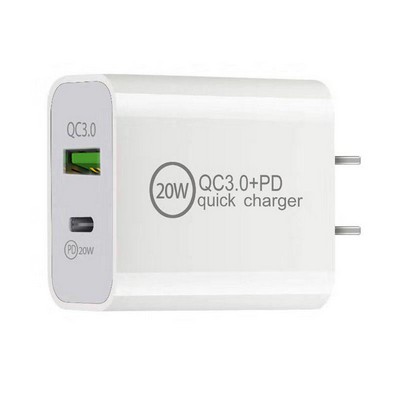 Quick Charging QC 3.0 20W Dual PD Type-C USB Charger