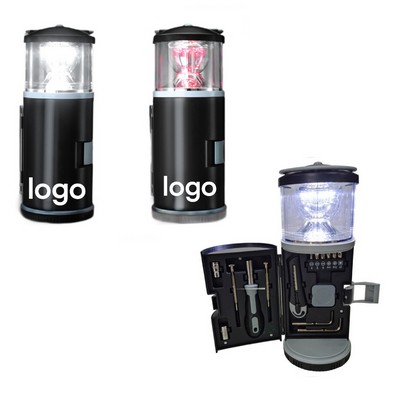 Portable 15-Piece Hardware Tool Set Camping Lamp Can