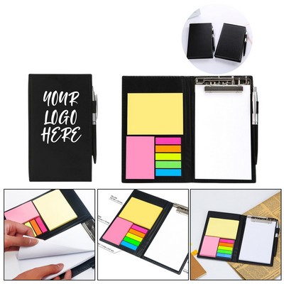 Sleek PU Leather Stationery Gift Set: Clipboard, Sticky Notes, Writing Pad & Pen