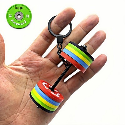 Mini PVC Detachable Barbell Weight Keychain with Reinforced Metal Core