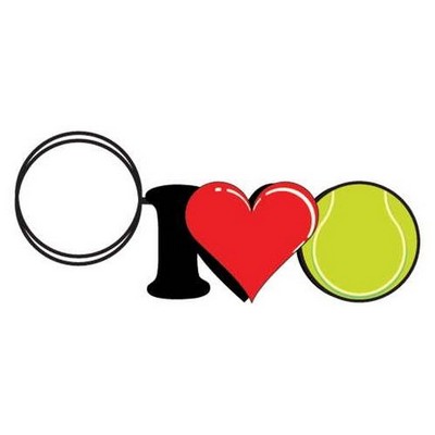 I Love Tennis Key Chain w/Clear Mirrored Back (6 Square Inch)