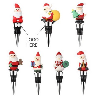 Christmas Wine Bottle Stopper PVC Cartoon Holiday Gift Food Grade Red Wine Preservation Seal