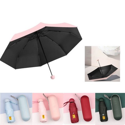 Mini Ultra Light Compact Pocket Umbrella w/Cute Capsule Case