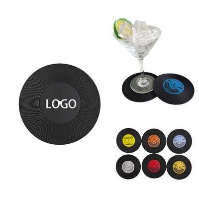 PVC Round CD-Style Coasters - Non-Slip for Kitchen & Drinks