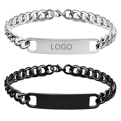 Smooth Stainless Steel Curved Brand Bracelet