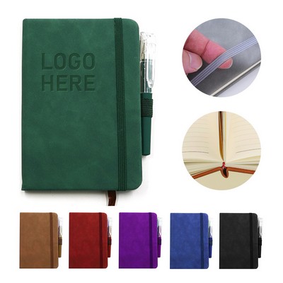 Leather-Bound Pocket Journal with Pen