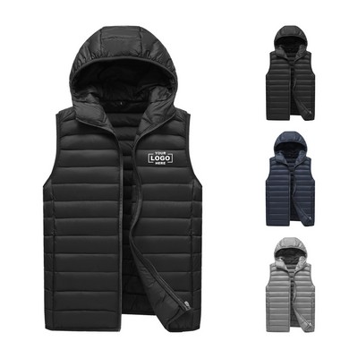 Lightweight Stand Collar Hooded Nylon Vest