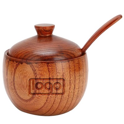 Solid Wood Spice Jar w/ Spoon