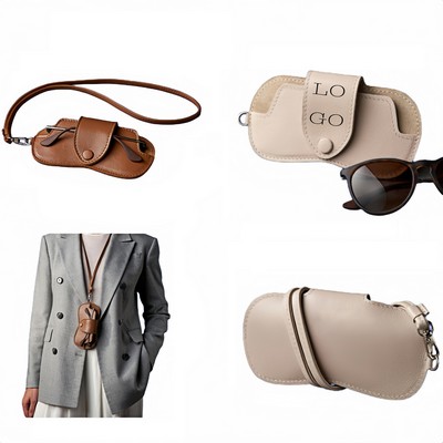 Pu Leather Hanging Glasses Pouch With Strap