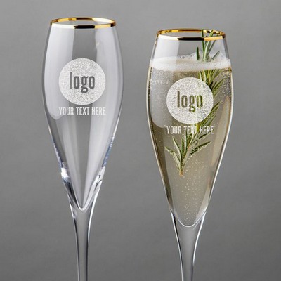Personalized Corporate Logo Gold Rim Tulip Champagne Flute