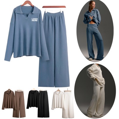Custom Office Casual Wear Women's Knit Lounge Set