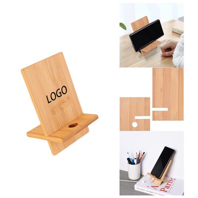 Bamboo Phone Stand With Charging Port