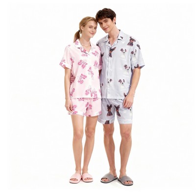 100% Cotton Unisex Short Sleeve Pajamas Set