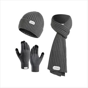 Winter Knitted Beanie Hat Scarf Glove Set(Ocean)