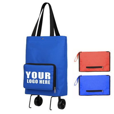 600D Waterproof Oxford Foldable Shopping Trolley Bag