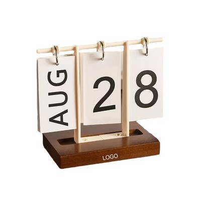 Wooden Perpetual Calendar Creative Flip Desk Calendar Minimalist Entryway Table Ornament