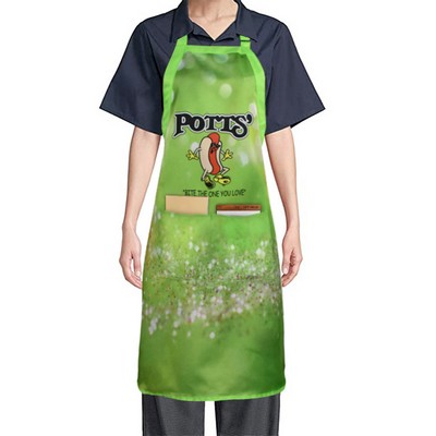 Full-Color 6 oz Polyester Twill Wide Bib Butcher Apron with Adjustable Neck & Extra-Long Waist Ties