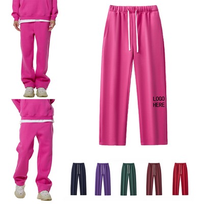 Premium Blend Heavyweight Fleece-Lined Wide-Leg Men's Trousers