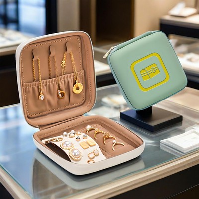 Square Shape PU Jewelry Organizer Case