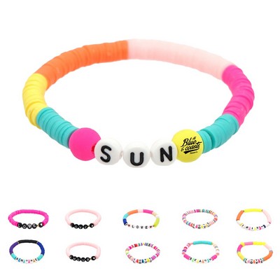 Rainbow Polymer Clay Beaded Bracelet