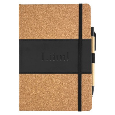 Cork Spliced PU Strap Notebook