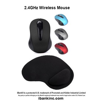 iBank ® 2.4GHz Wireless Mouse + Wrist Rest Mouse Pad