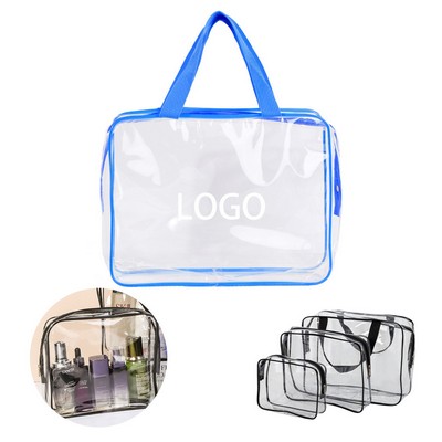 3 Pieces Crystal Clear PVC Toiletry Bag Kit