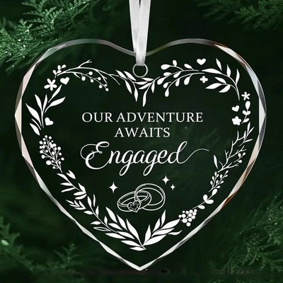 3" Heart Transparent Crystal Ornaments Widget/Pendant