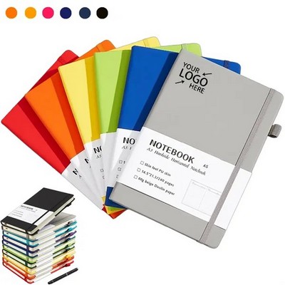 A5 Size PU Leather Notebook with Strap & Pen Loop