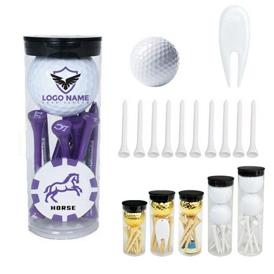 Golf Ball With Poker Chip Tube Set