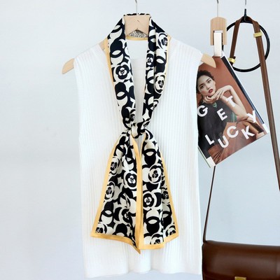 Custom 5.9" x 57" 100% Silk Long Scarf Double Sides Silk Bandana