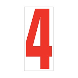 Red On White Number 4 Vinyl Sticker