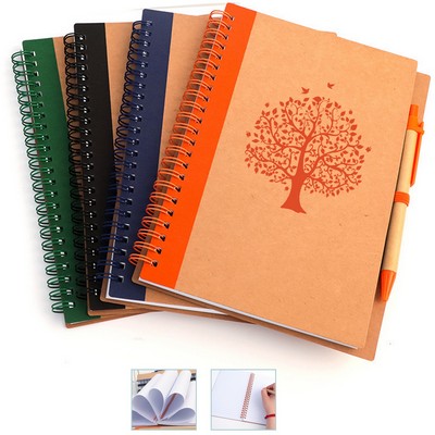 Kraft Paper Coil Notebook With Pen
