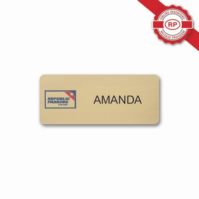 Executive Oxidized Brass Badge with Screened Logo (1.25"x3.00")