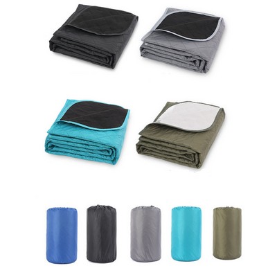 Fleece Polyester Camping Blanket With Drawstring Bag