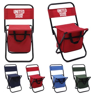 Portable Folding Chair with Built-in Cooler and Storage Pockets