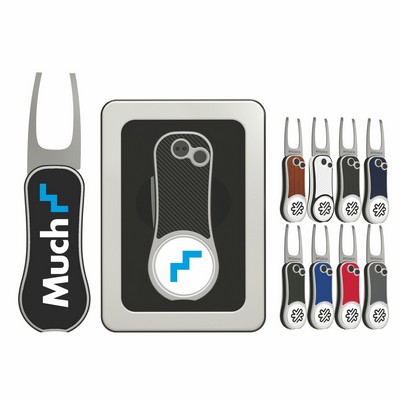 Pitchfix XL Golf Divot Tool in Window Tin