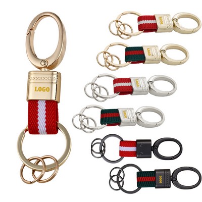 Zinc Alloy Elastic Webbing Keychain Ring