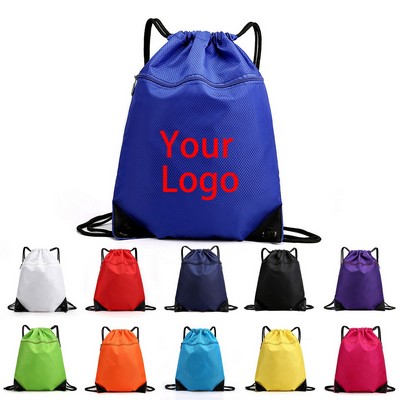 Waterproof Sport Drawstring Backpack Bag with Zip Pocket