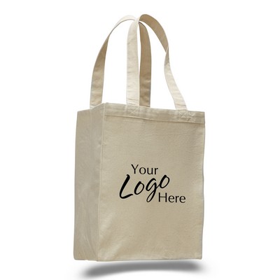 Canvas Shopping Tote Bag 10.5" W x 14" H with 5" Gusset (Natural)