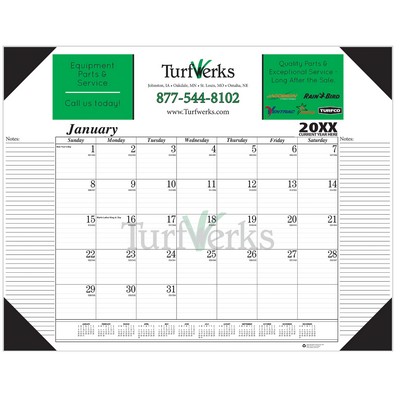 Padded Desk Pad Calendar w/Side Imprint & Four Corners